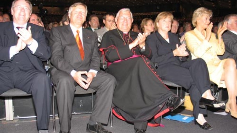 v.l.n.r.: Matthias Sehling, Helmut Sauer, Pieschel, Dr. Angela Merkel, Erika Steinbach, Otto Schilly
